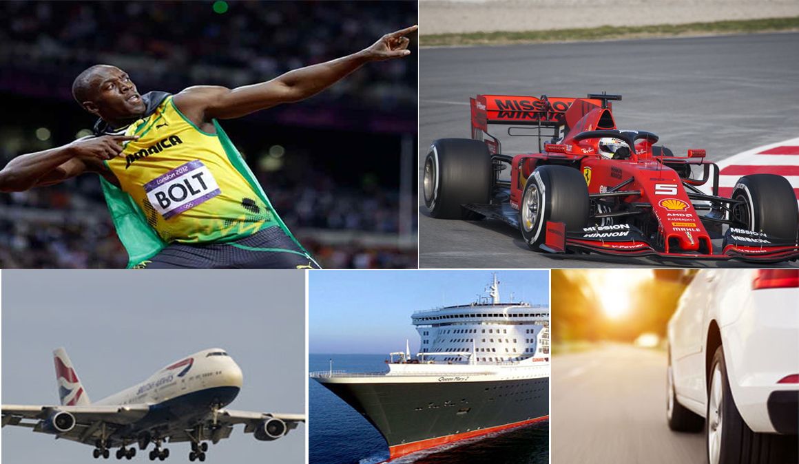 Usain Bolt Vs. Sebastian Vettel, un barco y un avión, ¿quién vencería en el circuito de Montmeló?