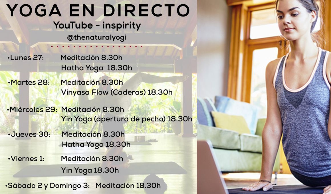 Prácticas de Yoga y Meditación gratuitas en Directo en el canal de youtube de Inspirity Life
