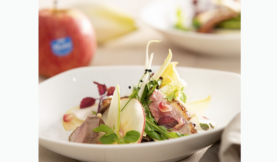  Receta de Pechuga de Pavo con Ensalada de Manzana, Endibia, Granada y Semillas de Lino y Chía
