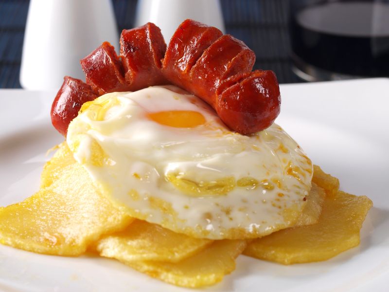 Valor calórico de los huevos fritos con chorizo y patatas