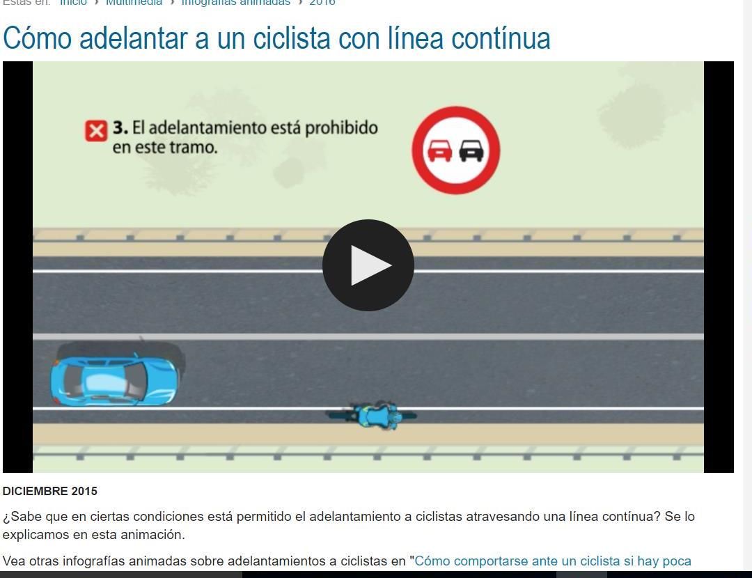 ¿Se puede o no pisar la raya contínua cuando adelantas a un ciclista?