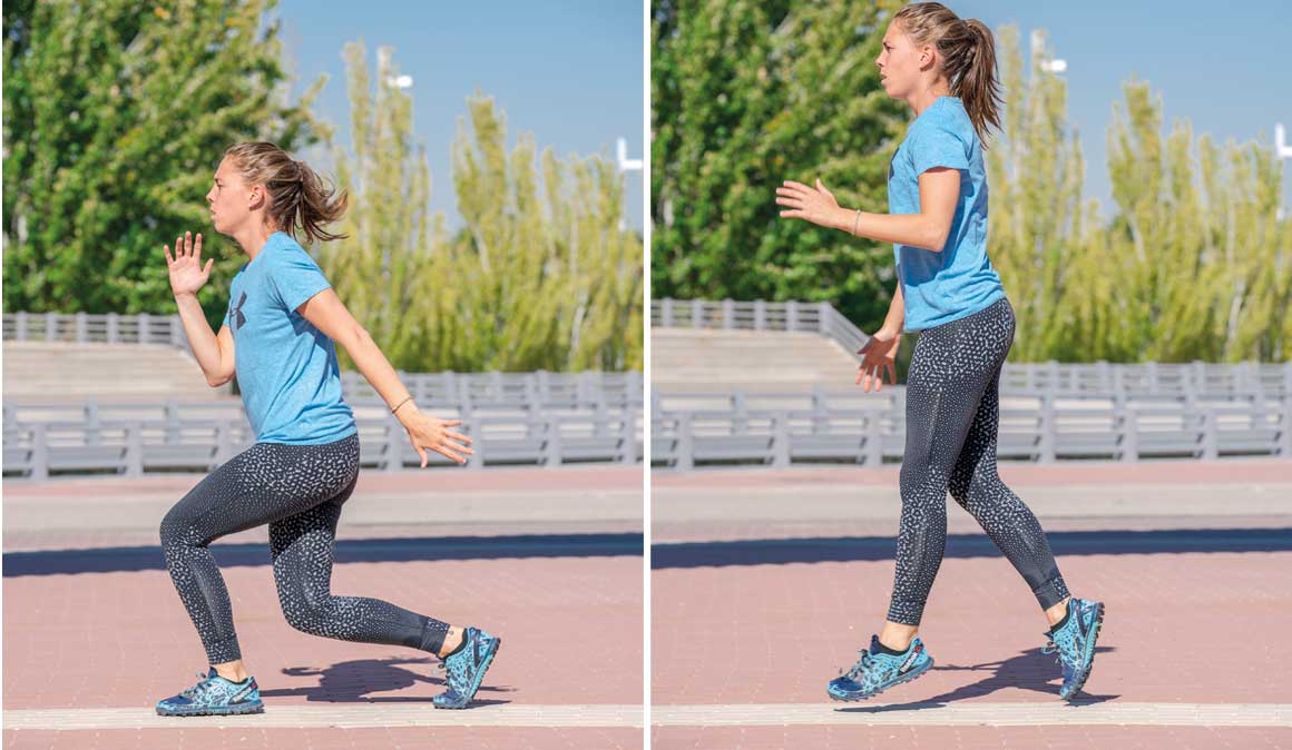 Entrenamiento fitness en pirámide invertida para fortalecer piernas y brazos