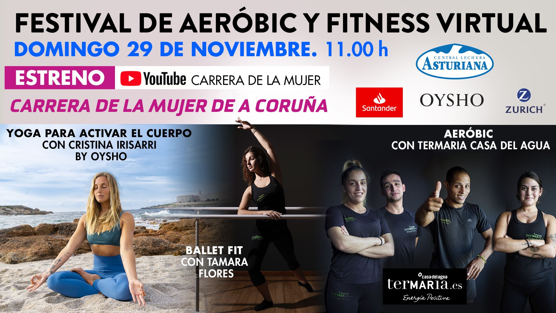 Festival de Aeróbic y Fitness de la Carrera de la Mujer Virtual de A Coruña.