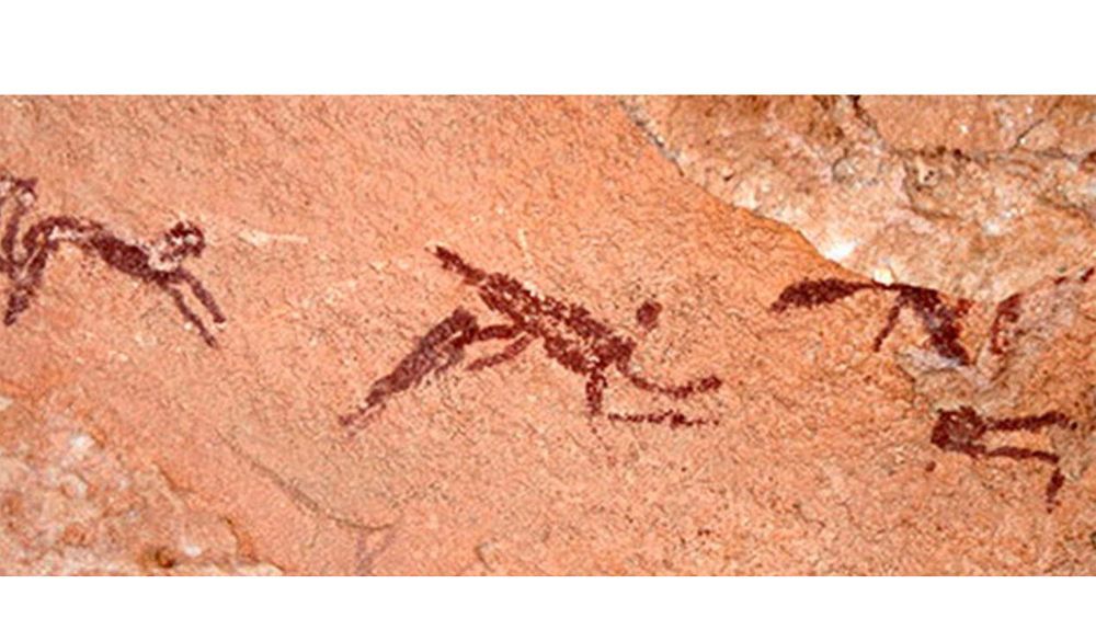 Grabado prehistorico de natación Grabado prehistorico de natación