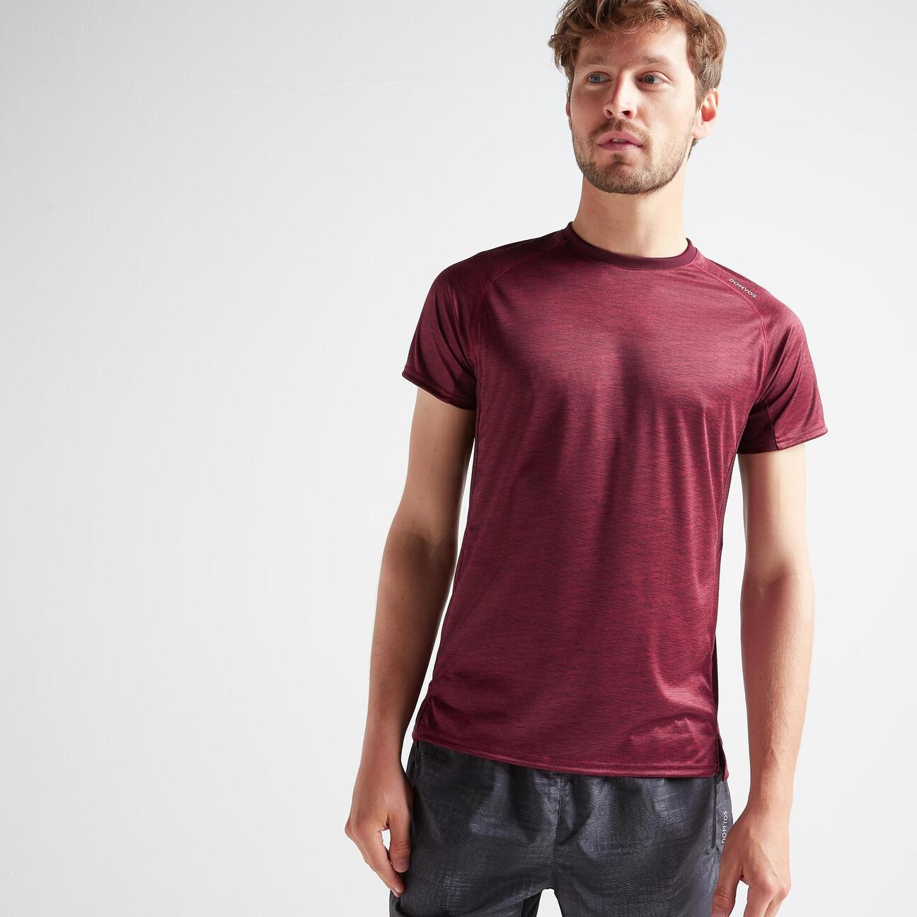 camiseta fitness cardio training hombre burdeos 120