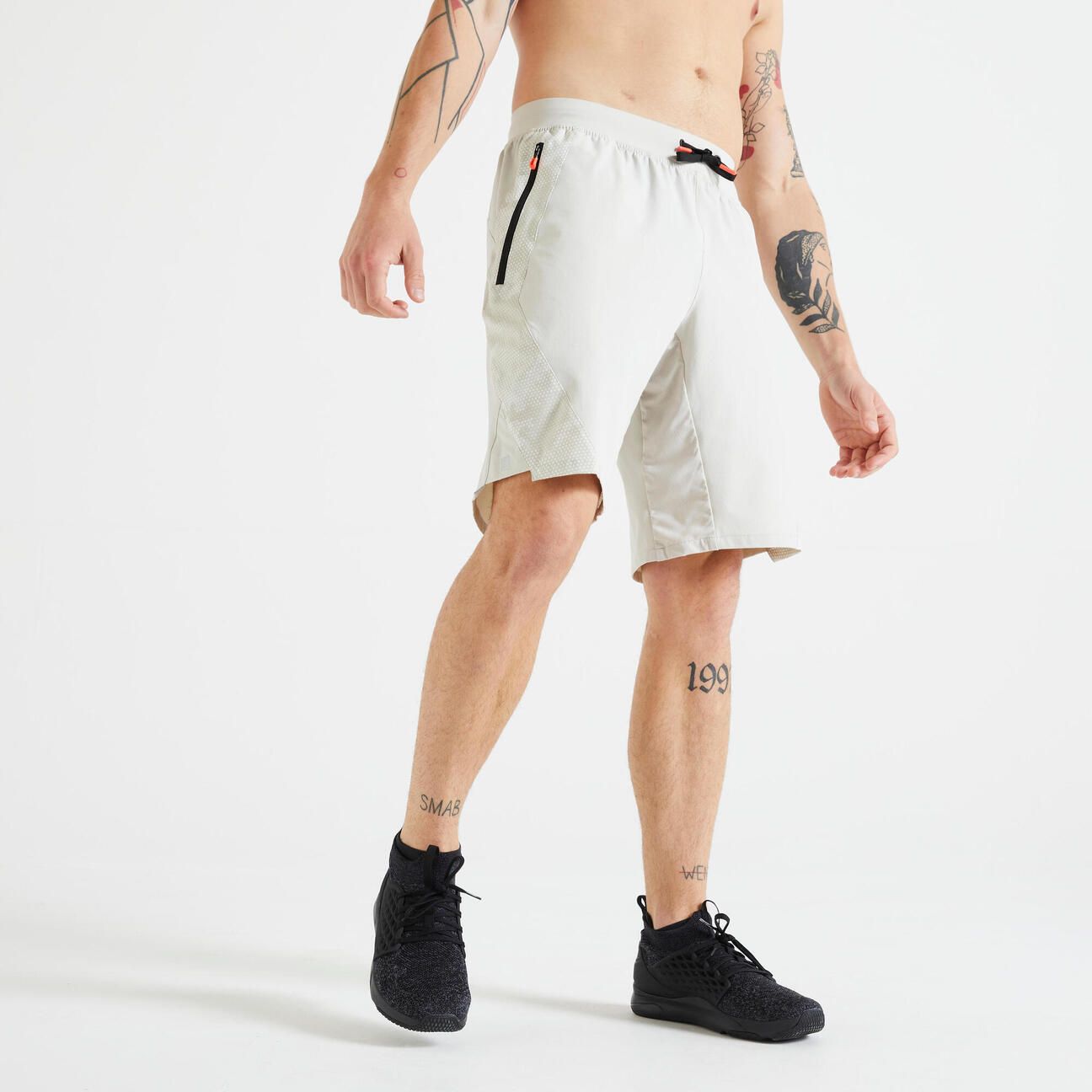 short training fitness beige estampado