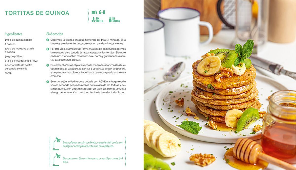 Receta de tortitas de quinoa del libro Leche con Galletas