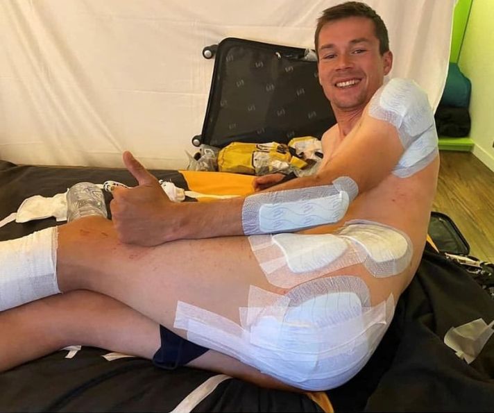 Impresiona ver el estado con el que Primoz Roglic ha salido a disputar la cuarta etapa del Tour