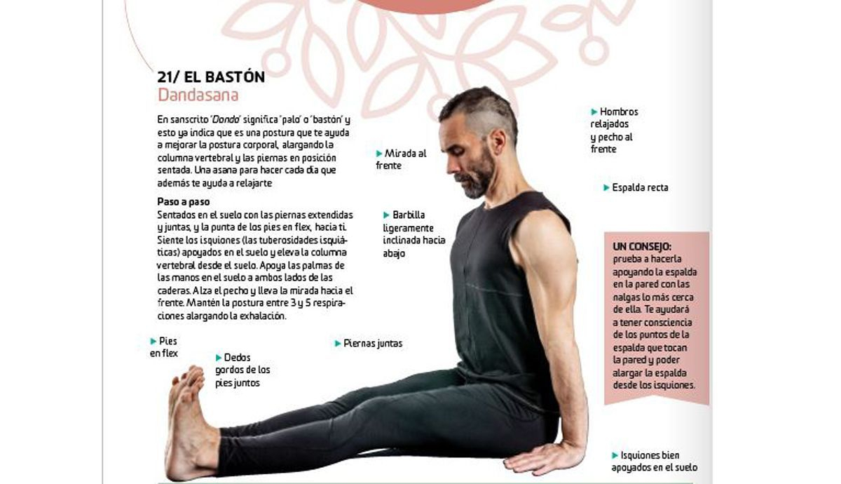 Cómo hacer la postura del Bastón o Dandasana de yoga para principiantes