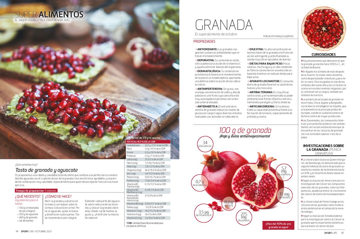 Superalimentos: la granada, en Sport Life 267 Superalimentos: la granada, en Sport Life 267