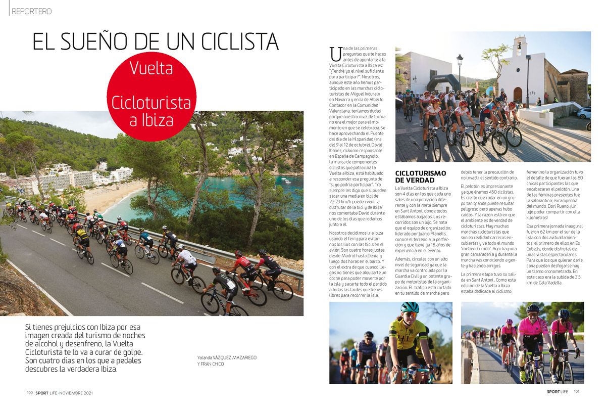La Vuelta Cicloturista a Ibiza desde dentro, en Sport Life de noviembre 2021