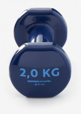 mancuernas vinilo 2 x 2kg fitness gym pilates nyamba azul oscuro