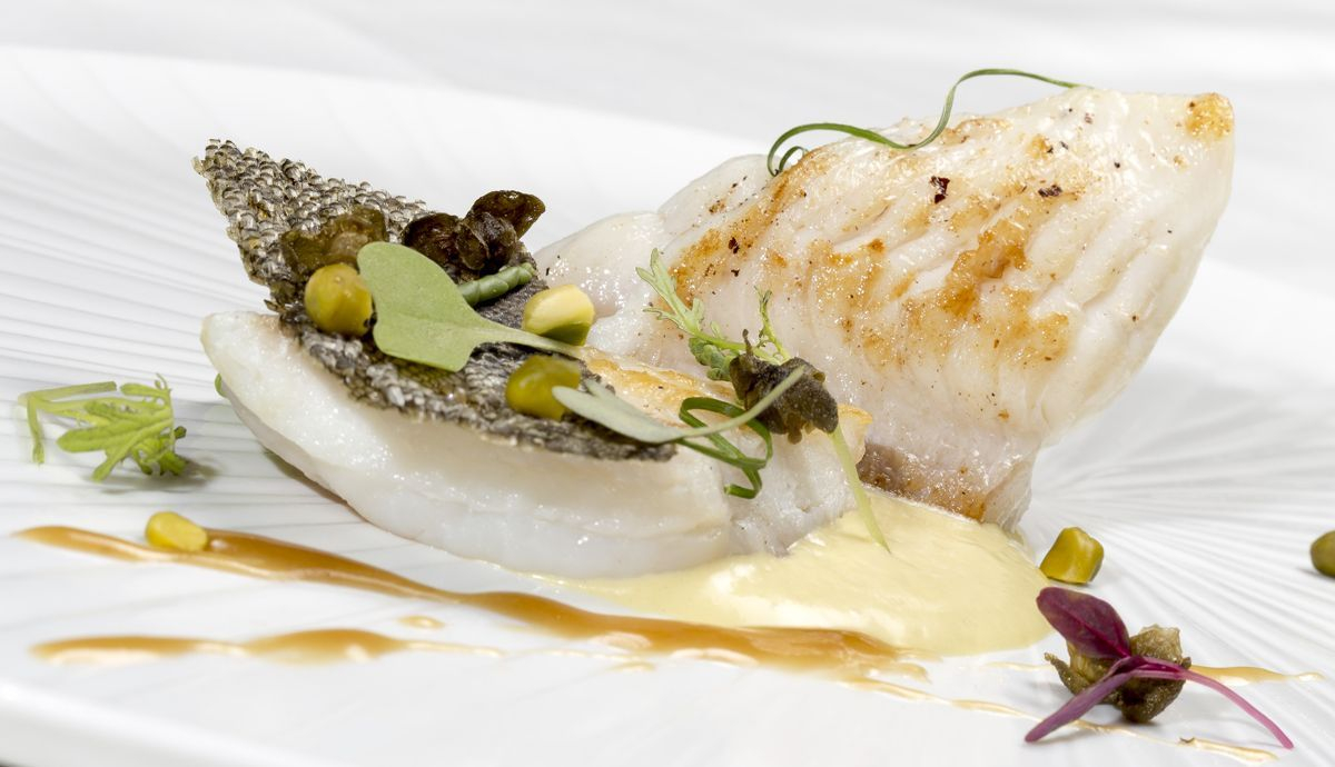 Lenguado con espuma de mantequilla y pistacho Lenguado con espuma de mantequilla y pistacho