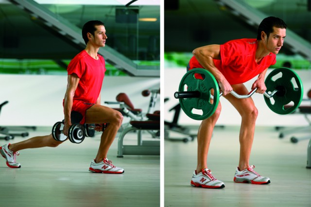 Ciclista gimnasio split barra pecho