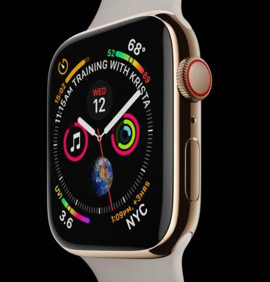 La pantalla más grande del Apple Watch 4, hasta 44 mm, permite incluir más información de diversas aplicaciones.