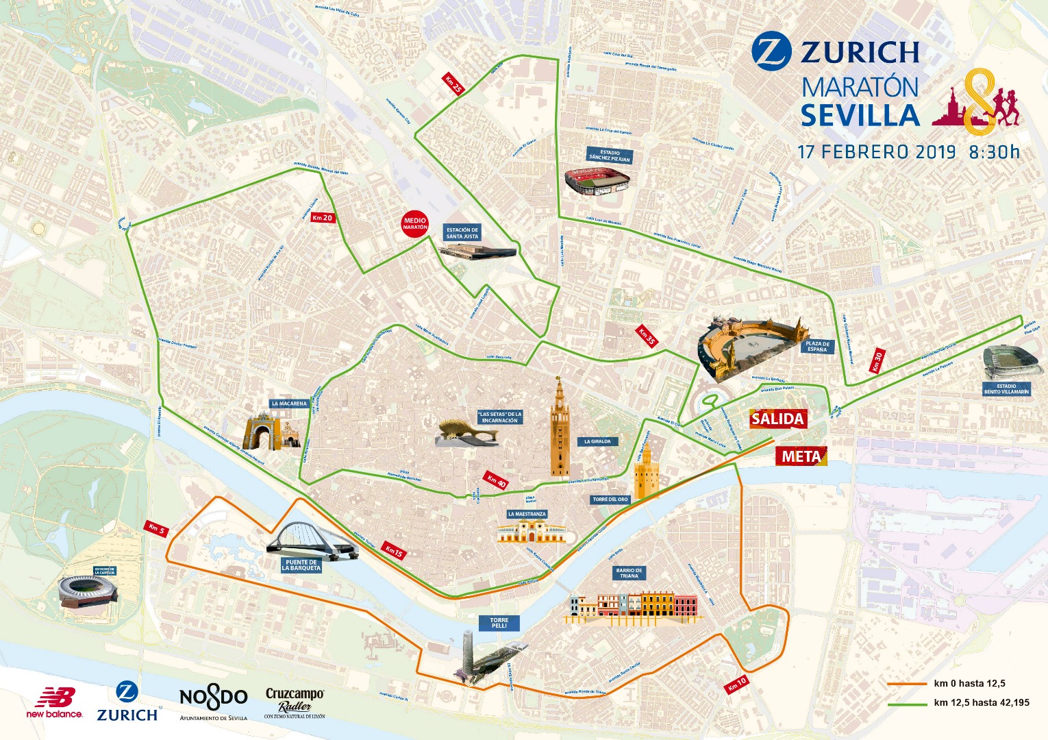 Este es el nuevo recorrido del Zurich Maratón de Sevilla