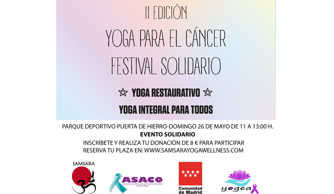 Dharma Yoga Festival el 26 de mayo en Madrid, yoga para el cáncer