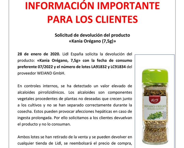 Lidl lanza una alerta por sus botes de orégano que contienen sustancias tóxicas