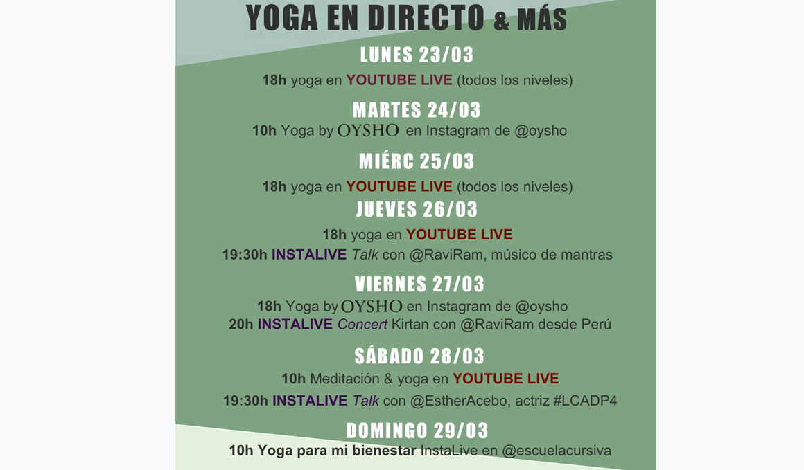 Programación semanal y gratuita de la profesora de Yoga Xuan Lan parala cuarentena en Youtube e Instagram