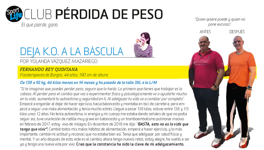 Adelgazó 46 kilos, Fernando Rey pasó de 138 a 92 kilos al sufrir un tromboembolismo pulmonar masivo