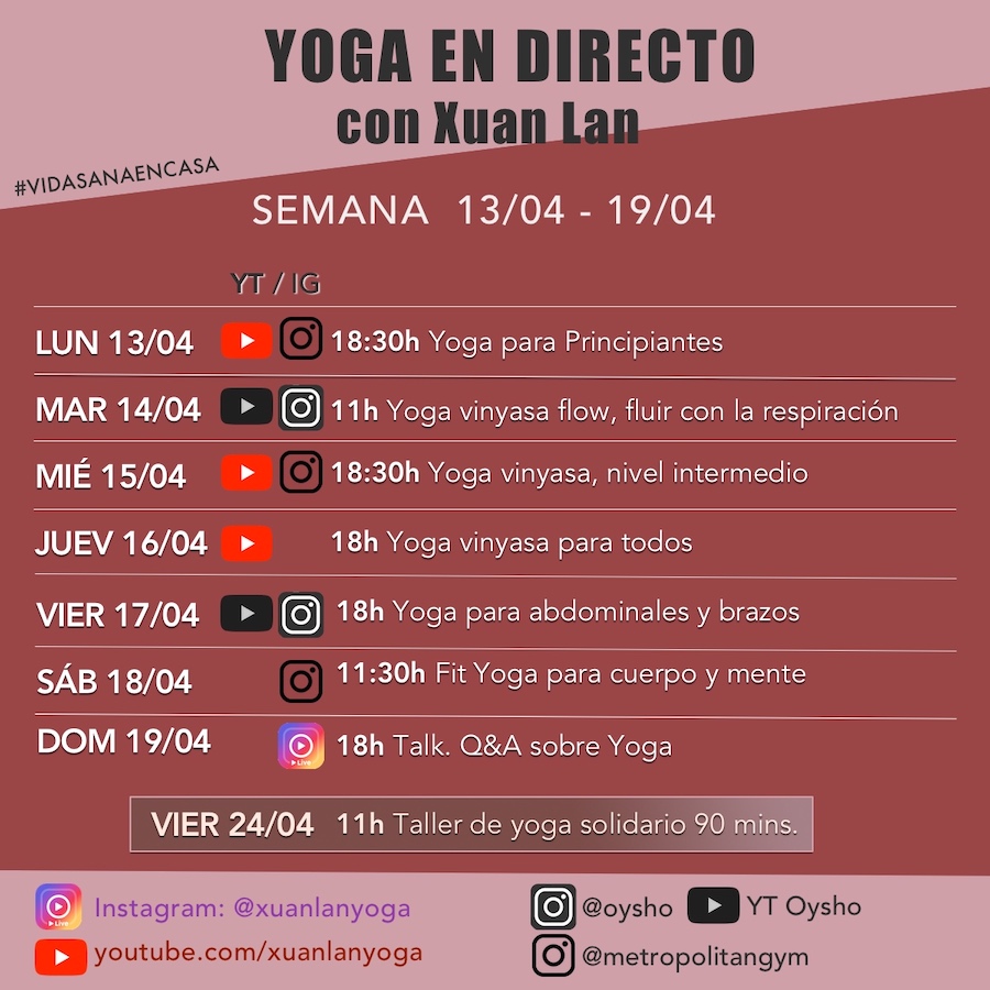 Yoga online solidario con Xuan Lan y Metropolitan para apoyar a la Cruz Roja