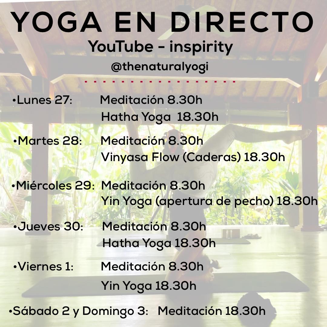 Prácticas de Yoga y Meditación gratuitas en Directo en el canal de youtube de Inspirity Life