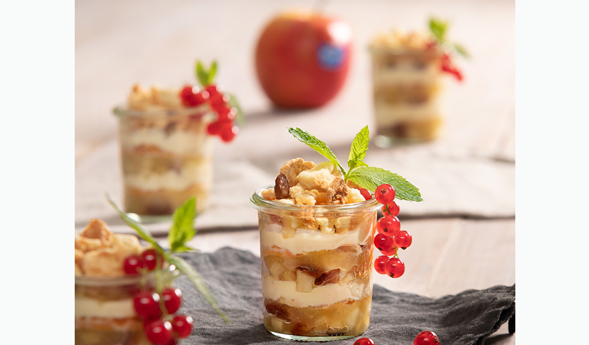 Receta de Strudel de Manzana en vasito con Crumble de Canela